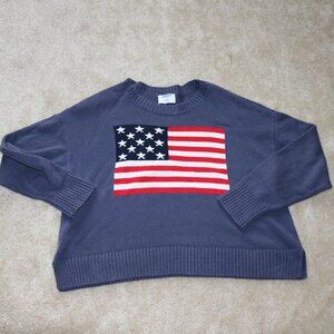 Old Navy Navy Blue Crew Neck Sweater with American Flag